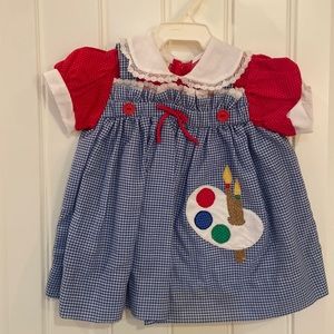 Vintage Blue check infant dress